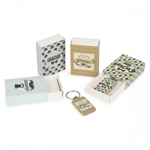 Caja gracias + llavero madera