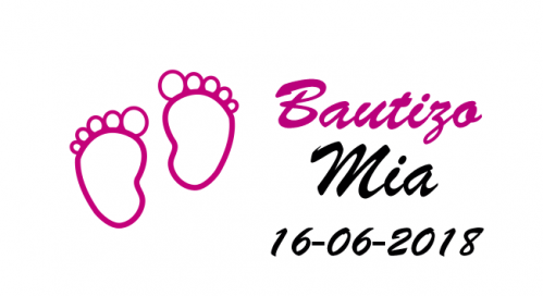 Etiquetas pies rosa bautizo