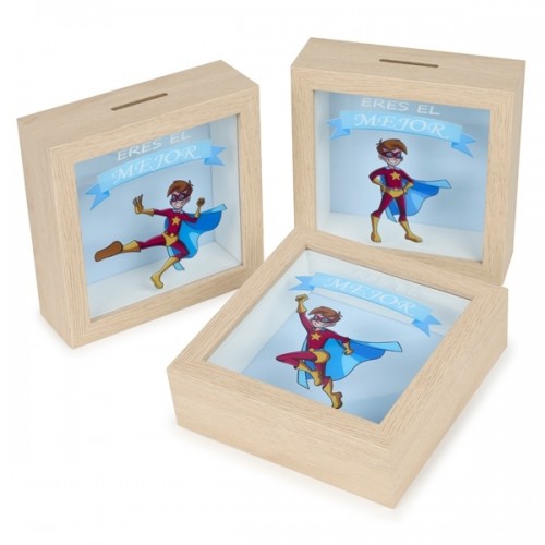 Hucha madera héroe niño