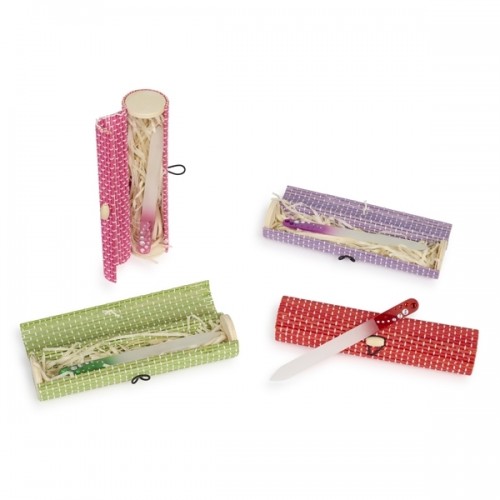 Lima de cristal con caja de bambú