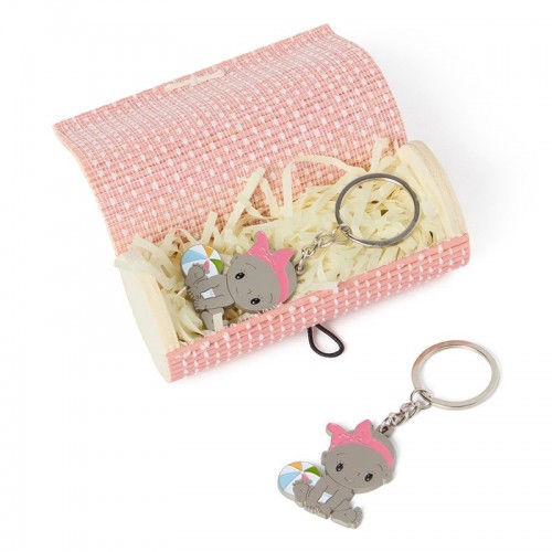 Llavero niña pelota en caja bambú