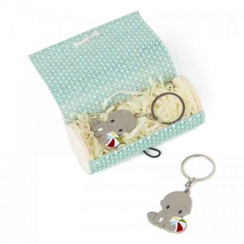 Llavero niño pelota en caja de bambú